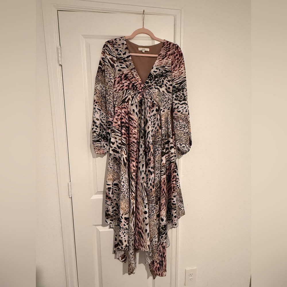 Animal Print V-Neck Dress